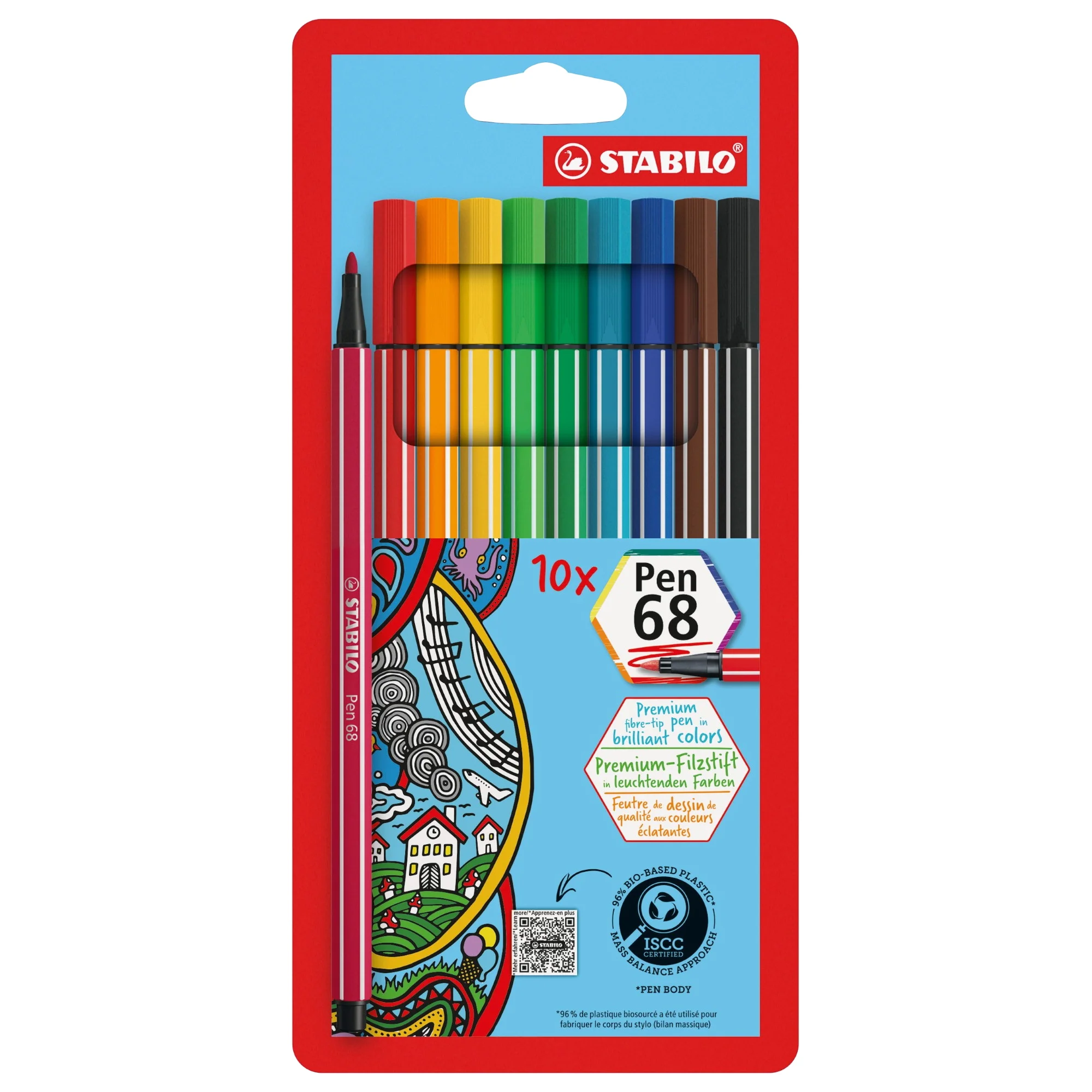STABILO Fasermaler Pen 68, 10er Kartonetui (EAN: 4006381327329)