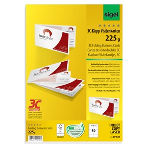sigel Falt-Visitenkarten 3C, 90/180 x 55 mm, hochweiß (EAN: 4004360901294)