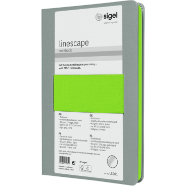 sigel Notizbuch Linescape, DIN A5, liniert, grau/neongrün (EAN: 4004360770654)