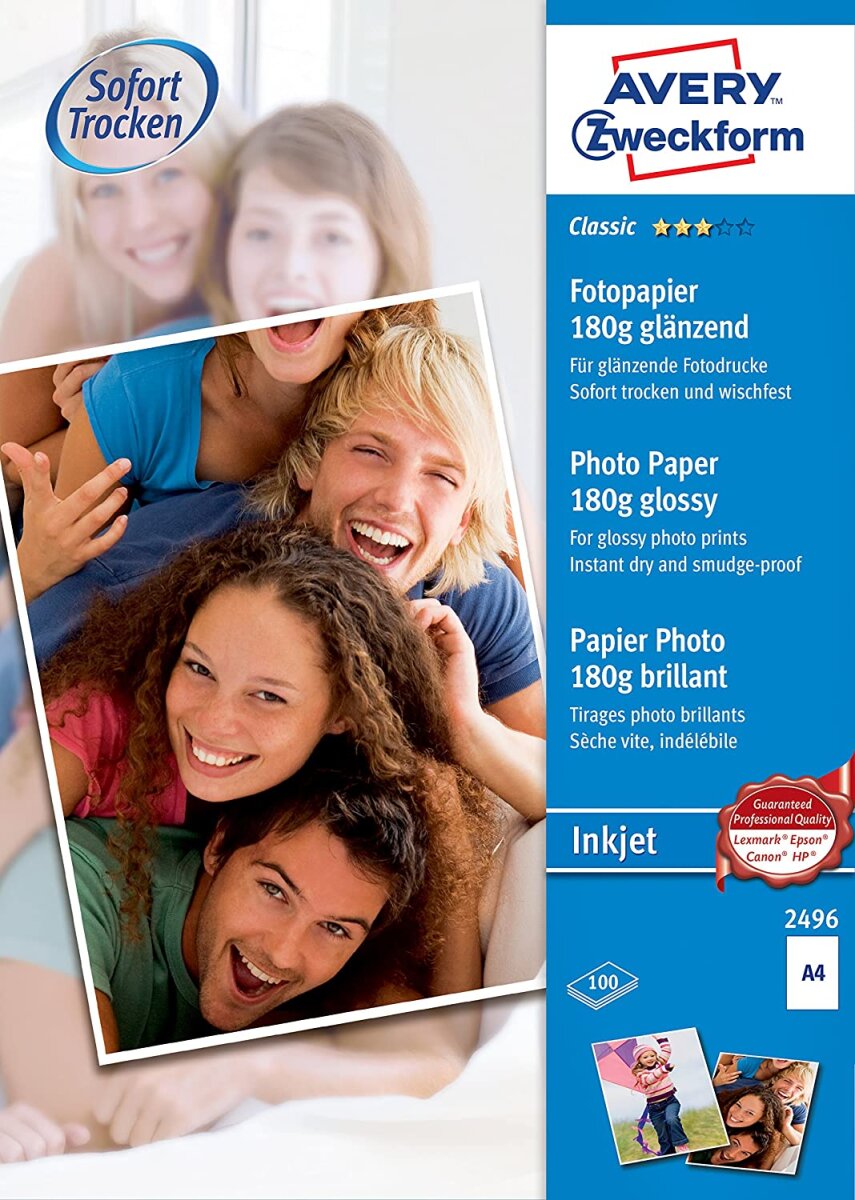 AVERY Zweckform Inkjet Fotopapier EVERYDAY, 180 g/qm, DIN A4 (EAN: 4004182024966)