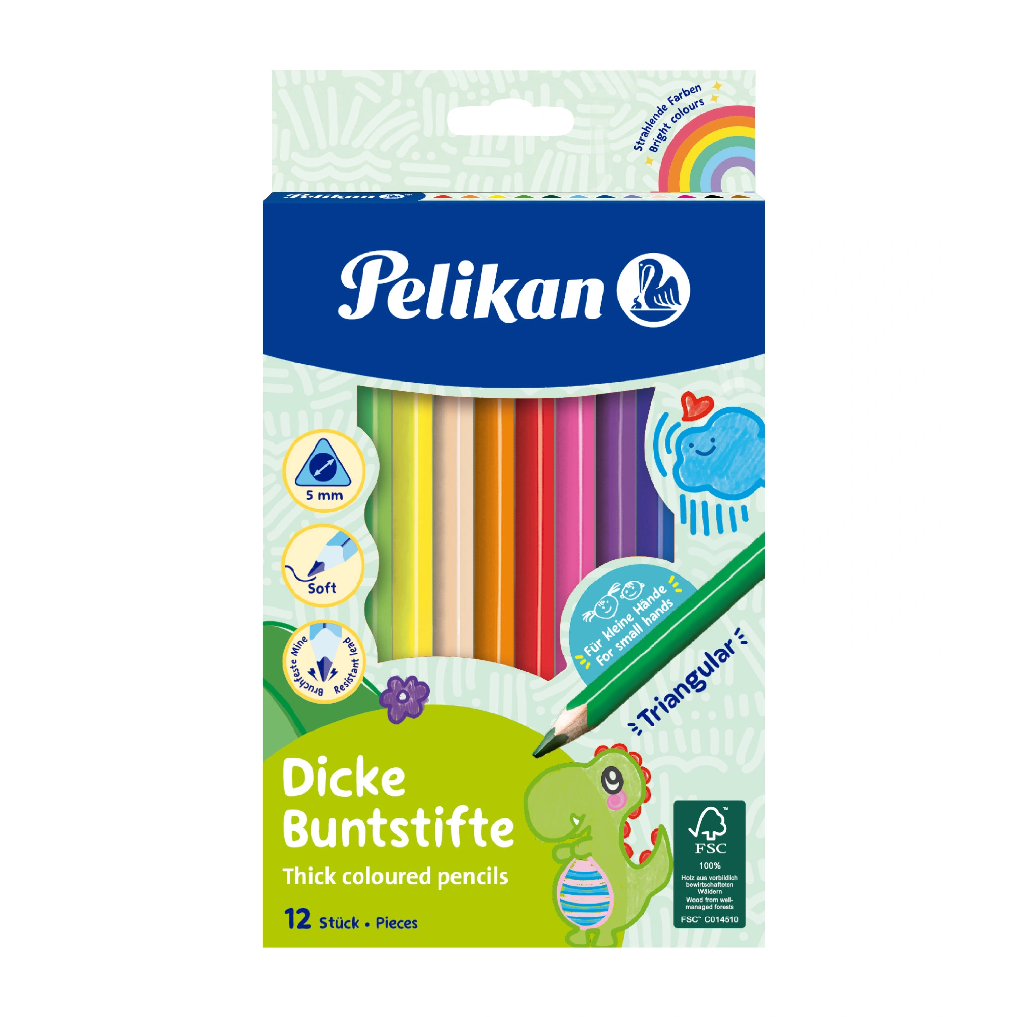 Pelikan Dreikant-Buntstifte dick, 12er Kartonetui, farbig sortiert (EAN: 4012700724038)