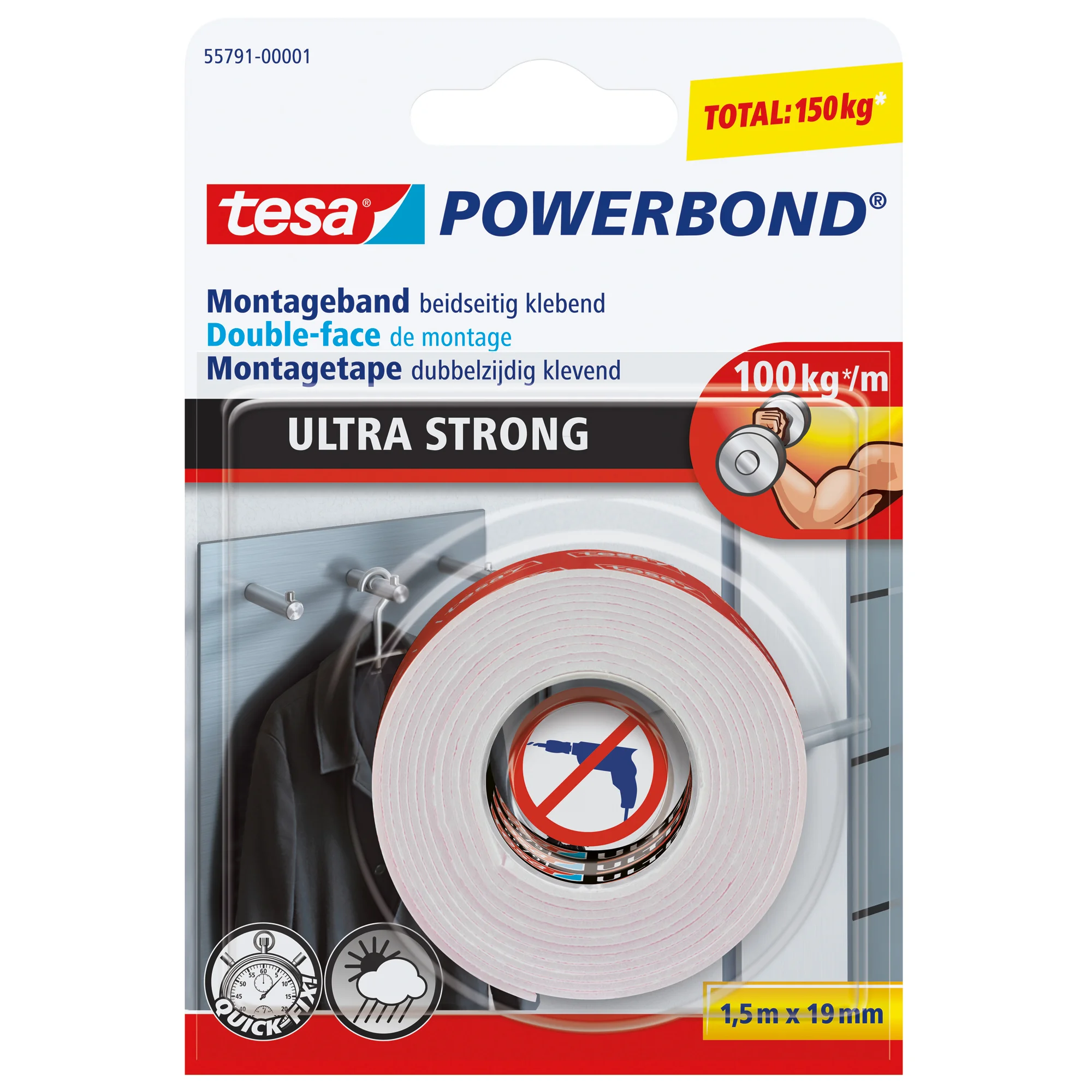 tesa Powerbond Montageband Ultra Strong, 19 mm x 1,5 m (EAN: 4042448217356)