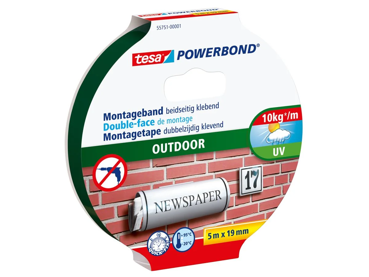 tesa Powerbond Montageband OUTDOOR, 19 mm x 5,0 m (EAN: 4042448843470)