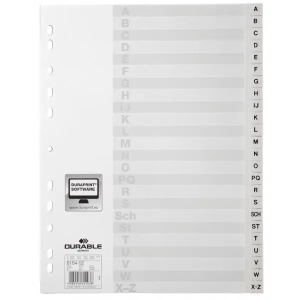 DURABLE Kunststoff-Register, A-Z, A4, 20-teilig, grau (EAN: 4005546665054)