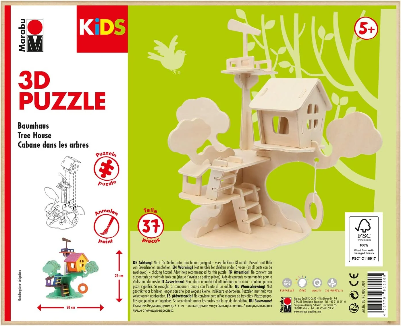 Marabu KiDS 3D Puzzle "Baumhaus", 37 Teile (EAN: 4007751605405)