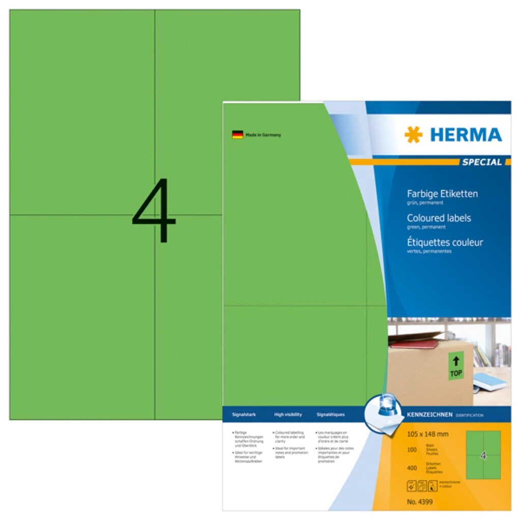 HERMA Universal-Etiketten SPECIAL, 105 x 148 mm, grün (EAN: 4008705043991)