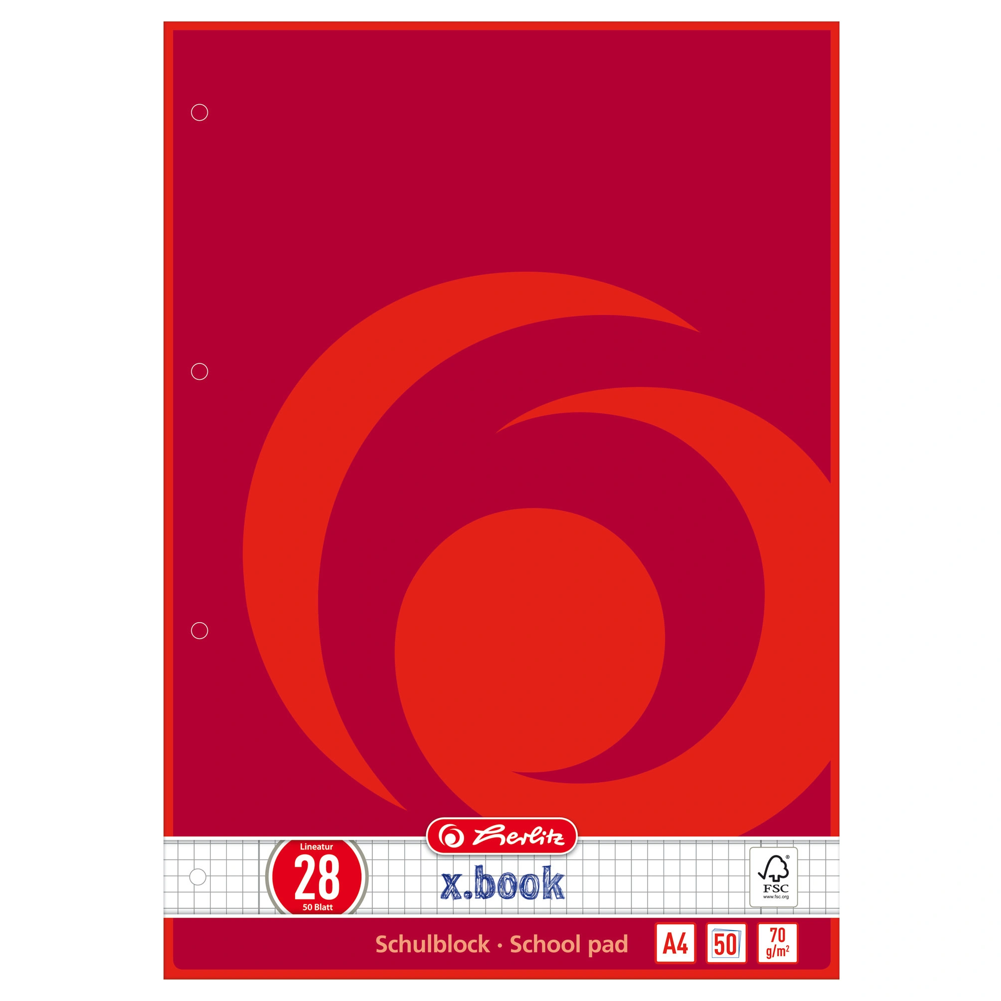 herlitz Schulblock x.book, DIN A4, Lineatur 28 / kariert (EAN: 4008110216287)