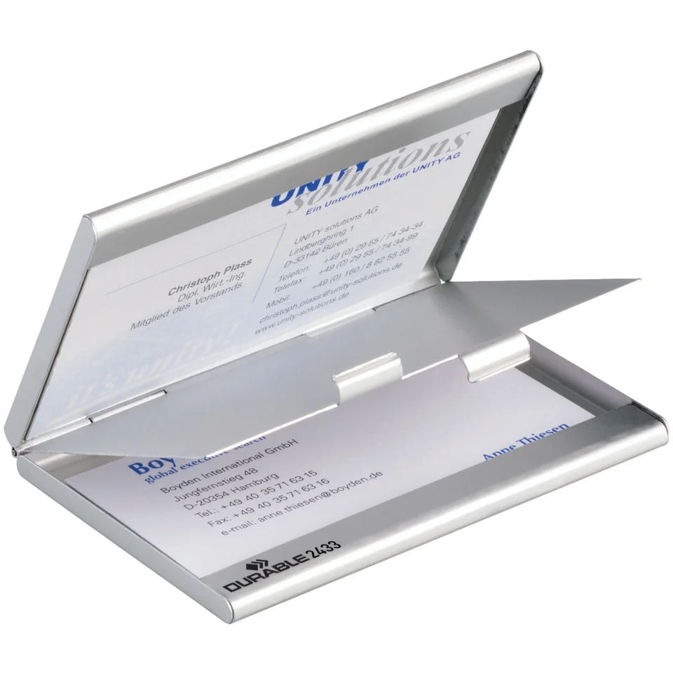 DURABLE Visitenkarten-Etui BUSINESS CARD BOX DUO, mattsilber (EAN: 4005546207704)