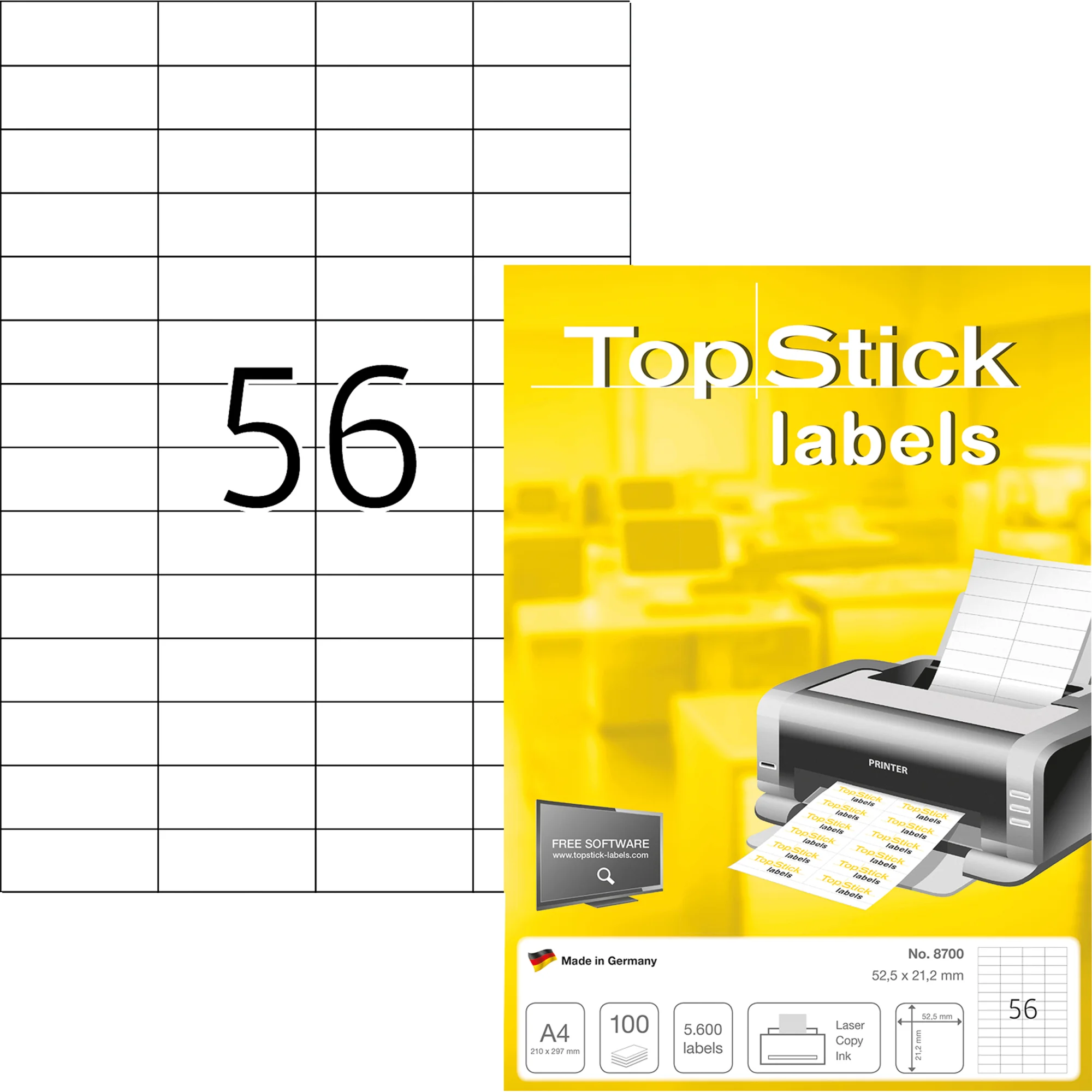 TOP STICK Universal-Etiketten, 52,5 x 21,2 mm, weiß (EAN: 4023145087008)