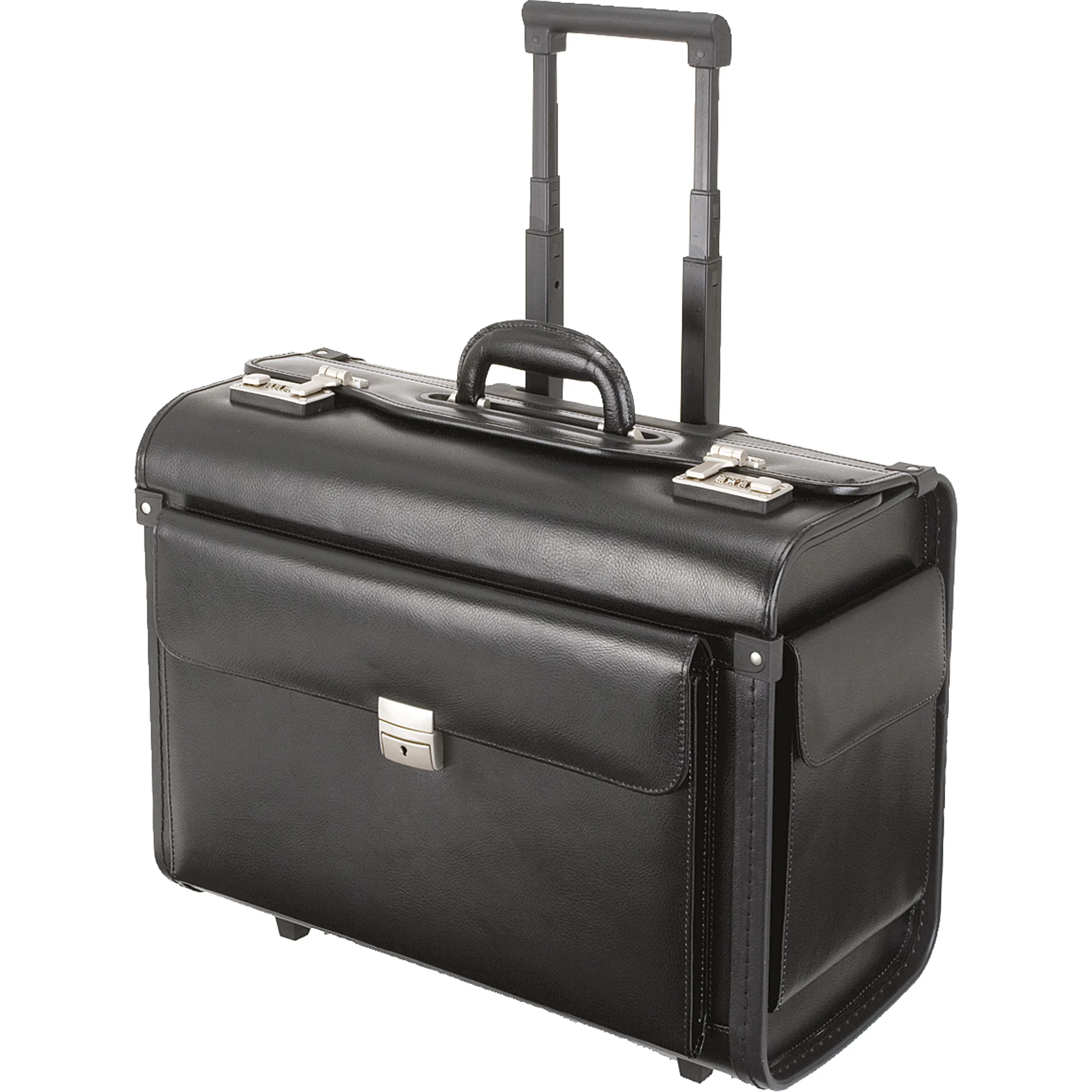 Alassio Pilotenkoffer "SILVANA", Leder, schwarz, mit Trolley (EAN: 4021068927050)
