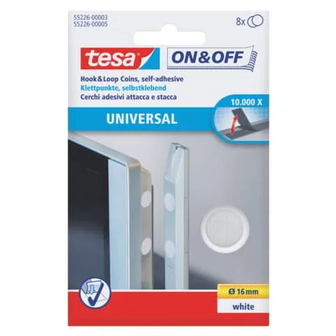 tesa On & Off Klettpunkte, Durchmesser: 16 mm, weiß (EAN: 4042448859945)