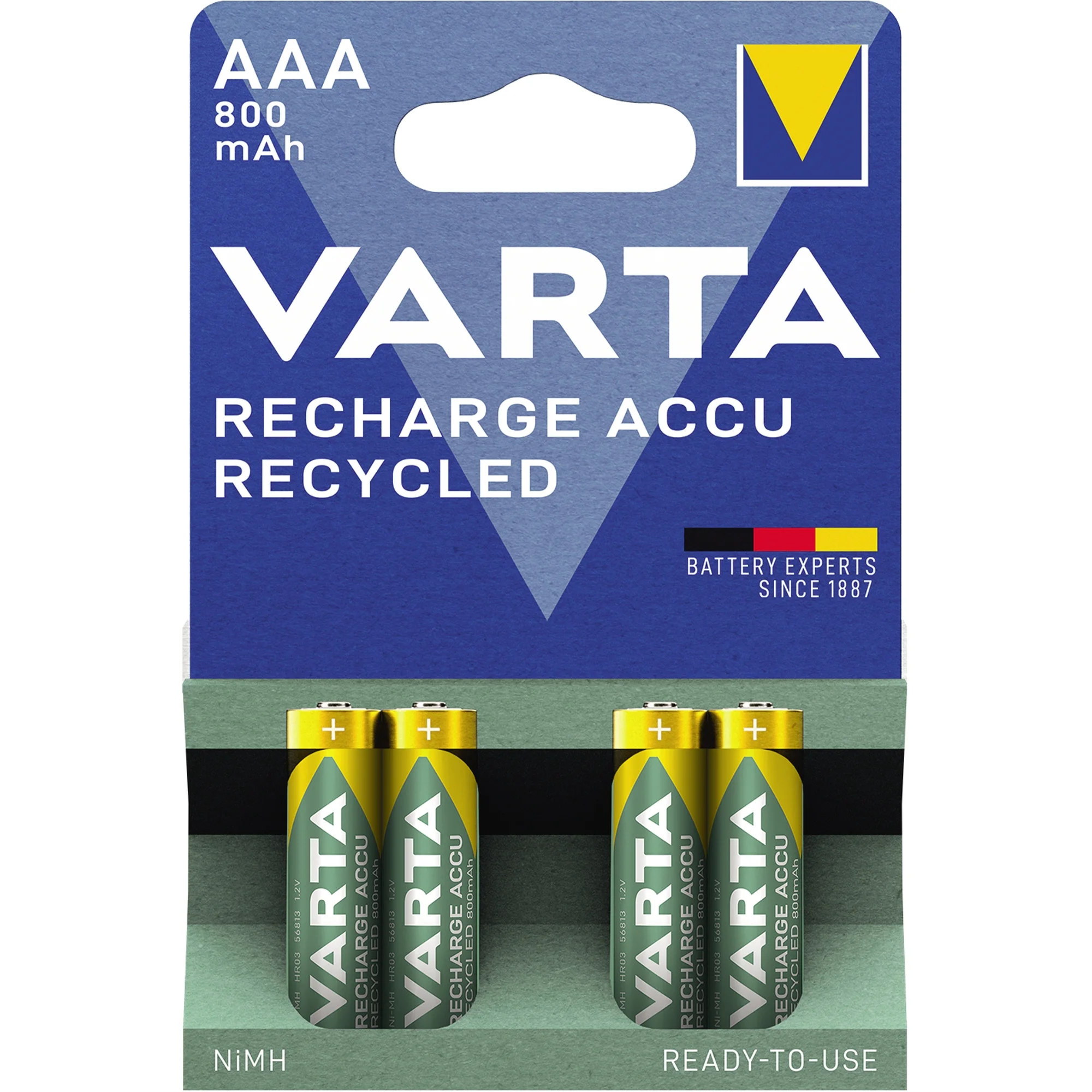 VARTA NiMH Akku "RECHARGE ACCU Recycled", Micro AAA, 800 mAh (EAN: 4008496931545)