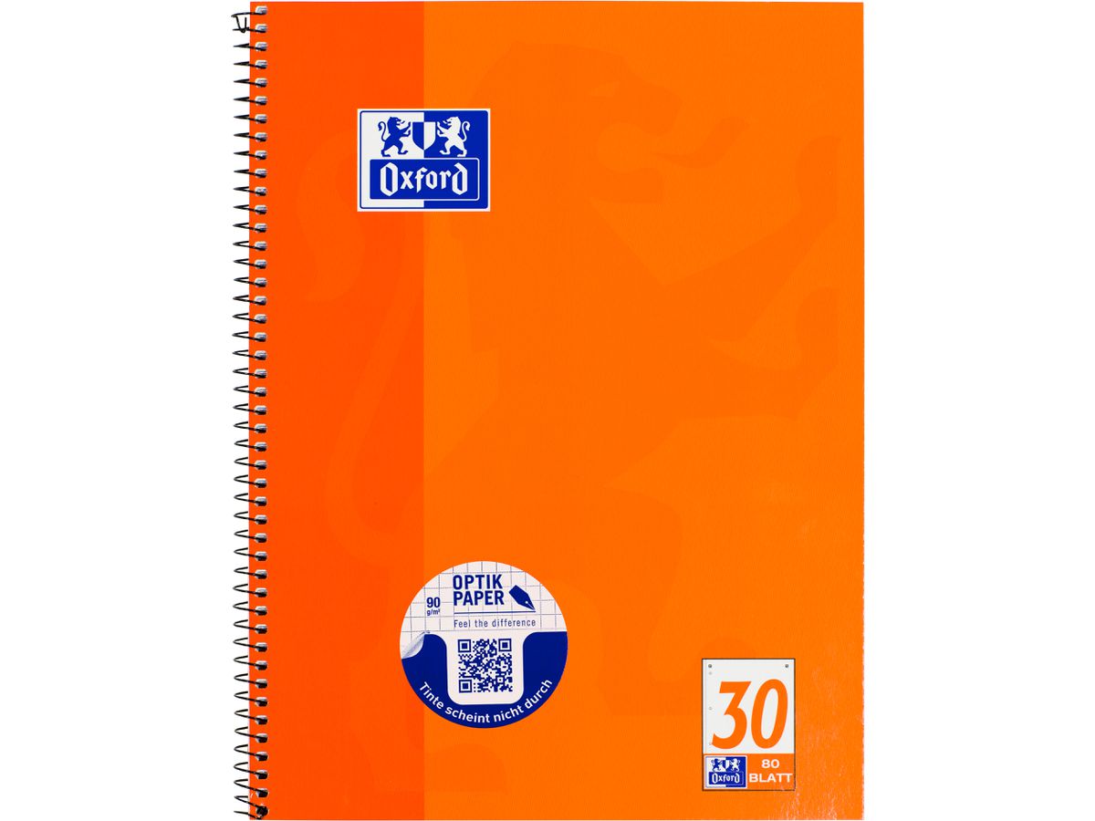 Oxford Collegeblock, DIN A4+, blanko, 80 Blatt, orange (EAN: 4006144949751)