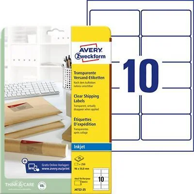 AVERY Zweckform Transparente Adress-Etiketten, 96 x 50,8 mm (EAN: 4004182047224)