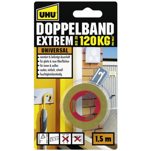 UHU Montage-Klebeband EXTREM, doppelseitig, bis 120 kg, beige (EAN: 4026700455311)
