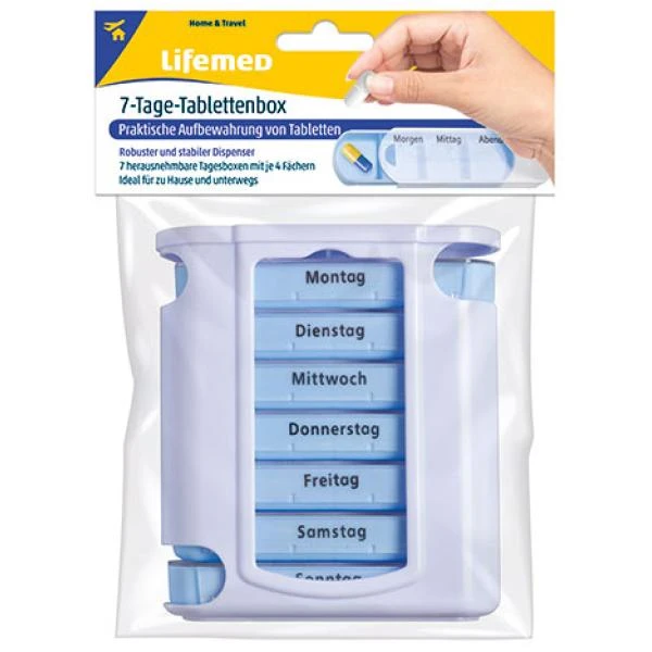 Lifemed 7-Tage-Tablettenbox, Kunststoff, weiß / blau (EAN: 4251594208808)