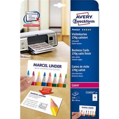 AVERY Zweckform Quick & Clean Visitenkarten, 25 Blatt (EAN: 4004182029602)