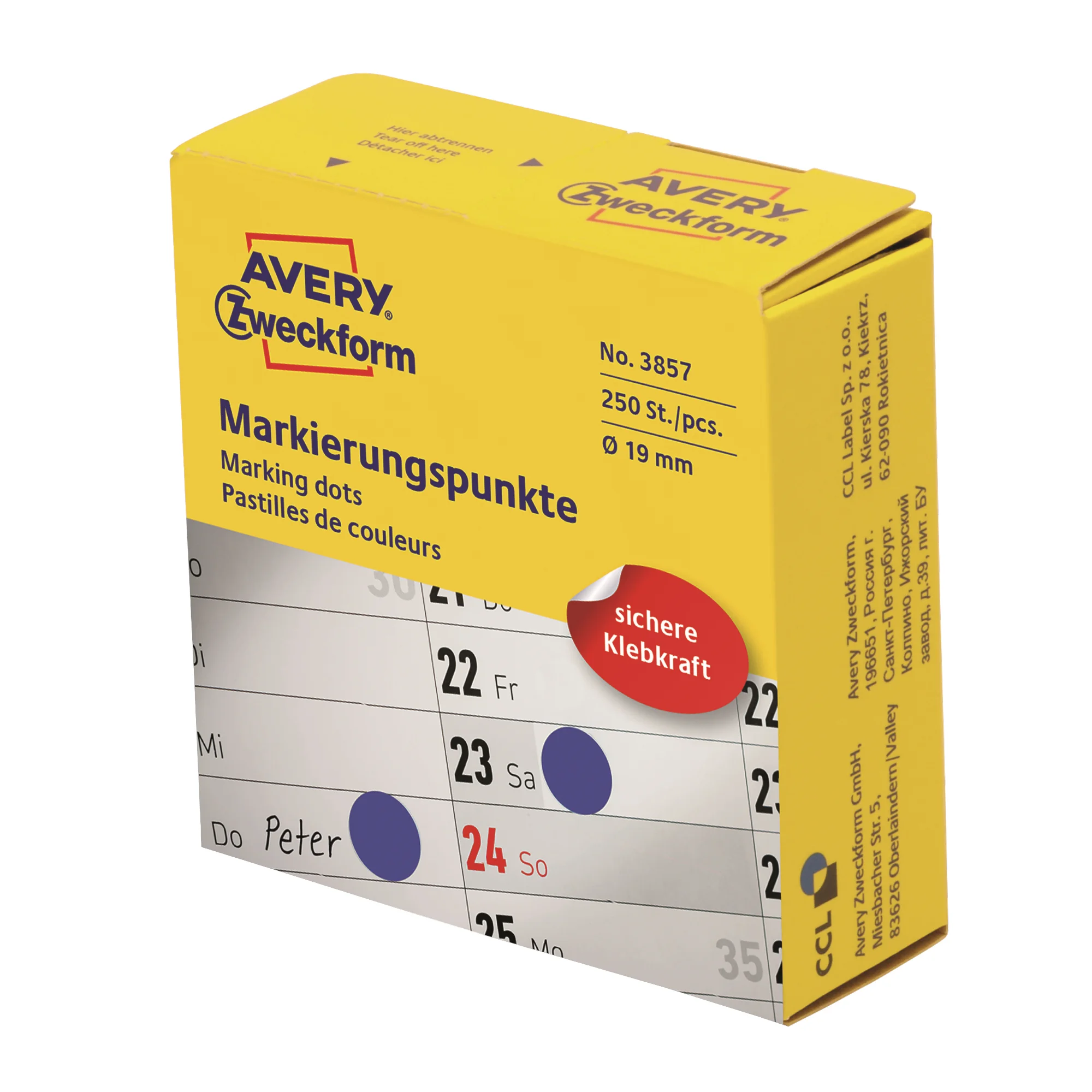 AVERY Zweckform Markierungspunkte, 19 mm, blau, Spender (EAN: 4004182038574)