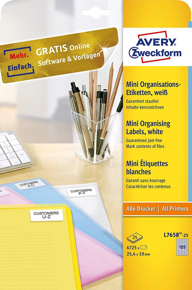 AVERY Zweckform Mini-Etiketten, 25,4 x 10 mm, weiß (EAN: 4004182609248)