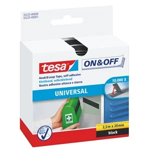 tesa On & Off Klettband, 20 mm x 2,5 m, schwarz (EAN: 4042448859402)