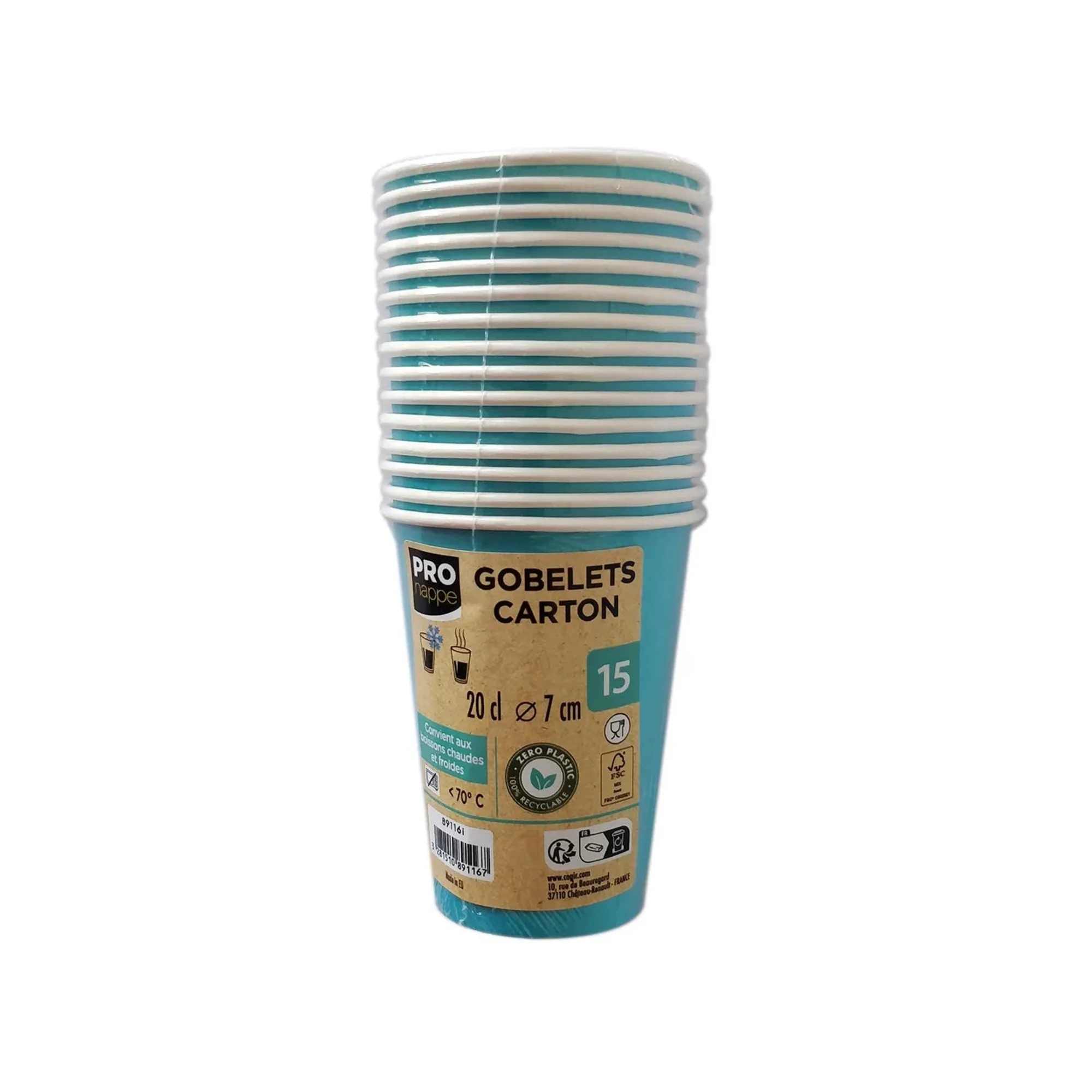 PROnappe Papp-Trinkbecher, türkisblau, 0,2 l (EAN: 3281510891167)