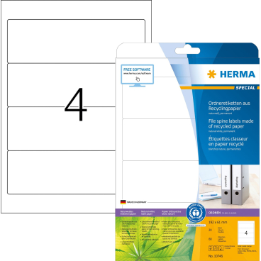 HERMA Ordnerrücken-Etiketten Recycling, 192 x 61 mm, 20 Bl. (EAN: 4008705107464)