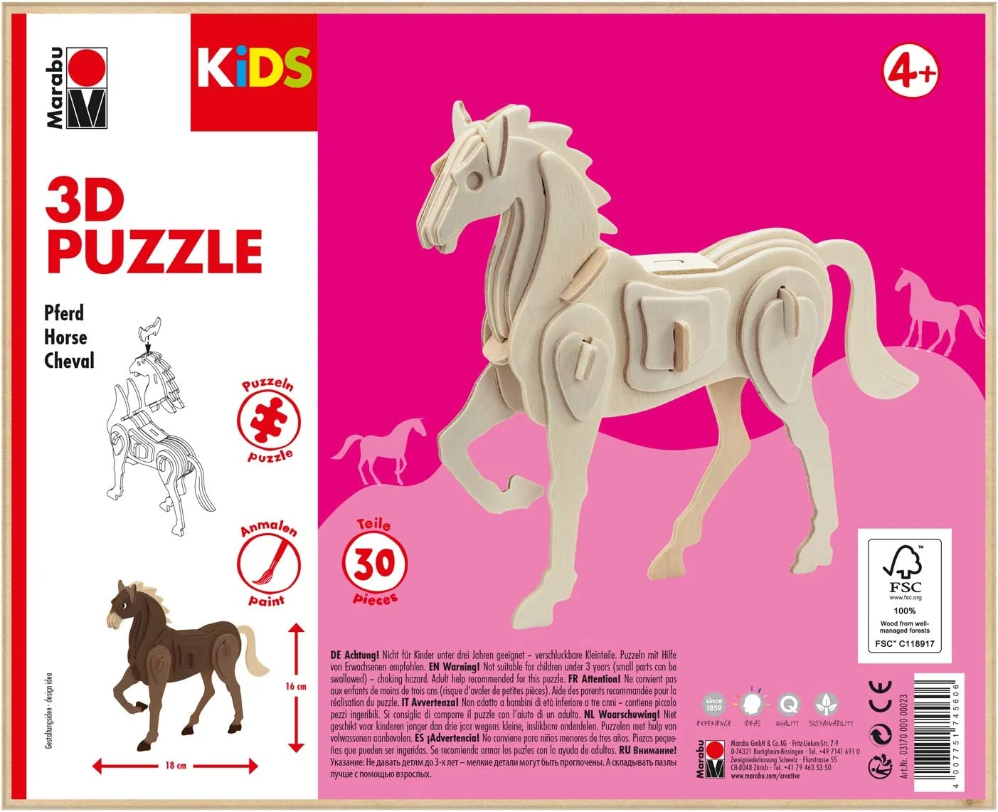 Marabu KiDS 3D Puzzle "Pferd", 30 Teile (EAN: 4007751745606)