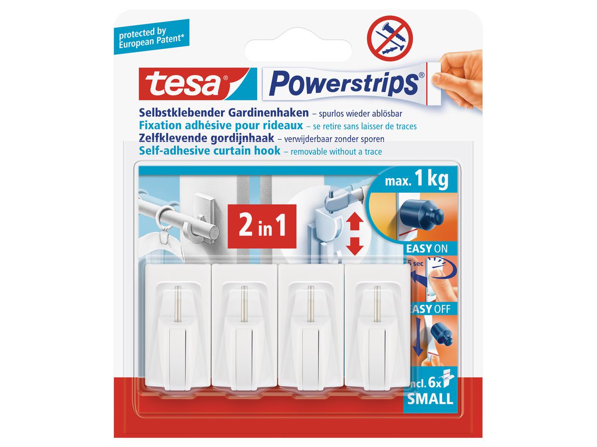 tesa Powerstrips Vario-Gardinenhaken, weiß (EAN: 4042448105721)
