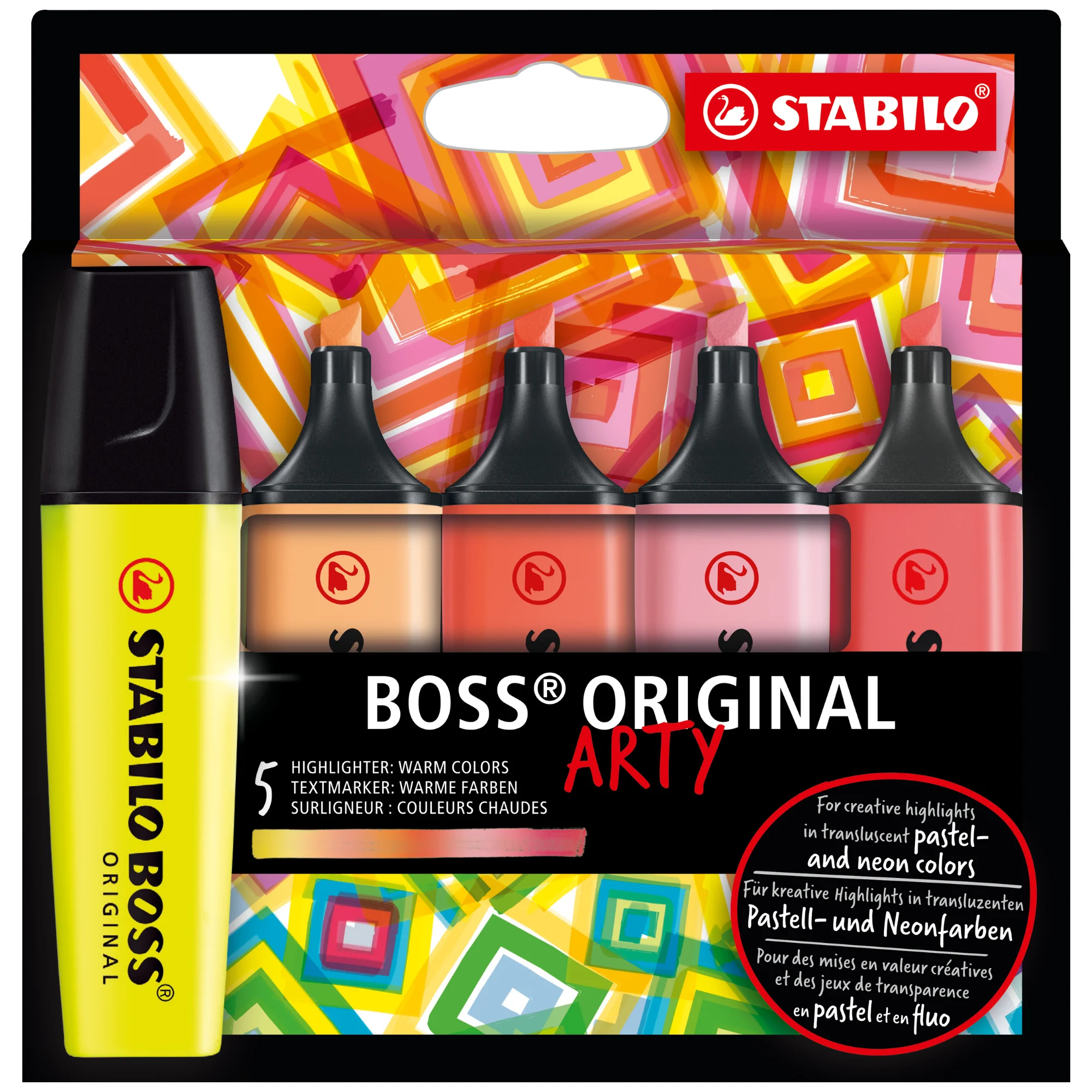 STABILO Textmarker BOSS ORIGINAL, 5er Kartonetui ARTY (EAN: 4006381577724)