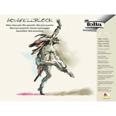 folia Aquarellblock, rauh, 180 x 240 mm, 200 g/qm, weiß (EAN: 4001868083316)