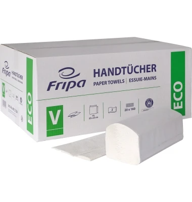 Fripa Handtuchpapier ECO, 250 x 230 mm, V-Falz, weiß (EAN: 4000883101203)