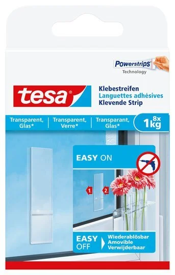 tesa Powerstrips Klebestreifen für Glasflächen, transparent (EAN: 4042448340252)