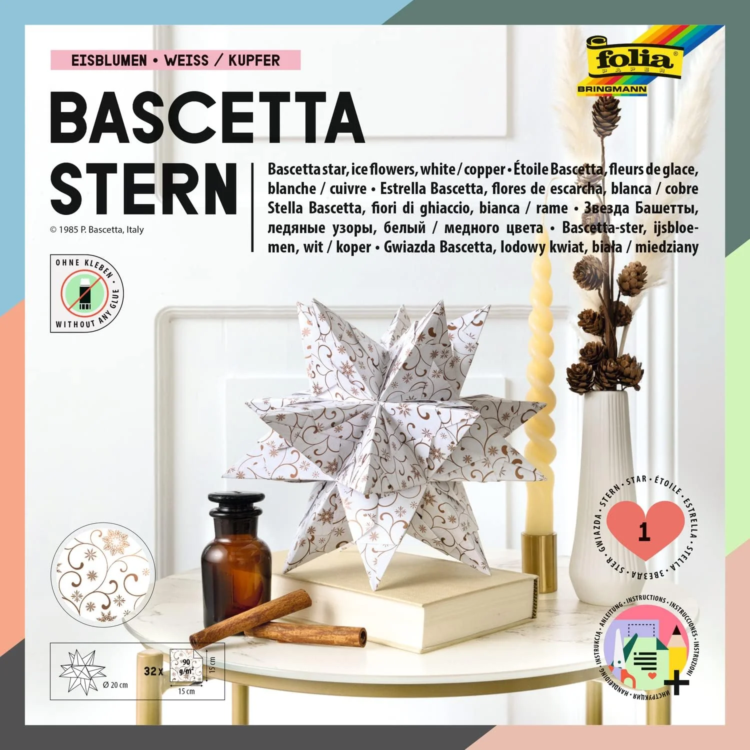 folia Faltblätter Bascetta-Stern, weiß / bedruckt (EAN: 4001868087741)
