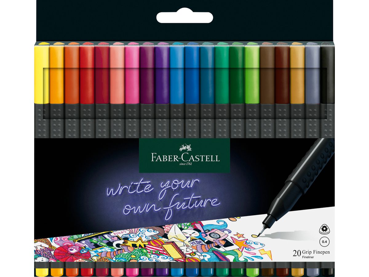FABER-CASTELL Fineliner GRIP FINEPEN, 20er Kartonetui (EAN: 4005401516200)