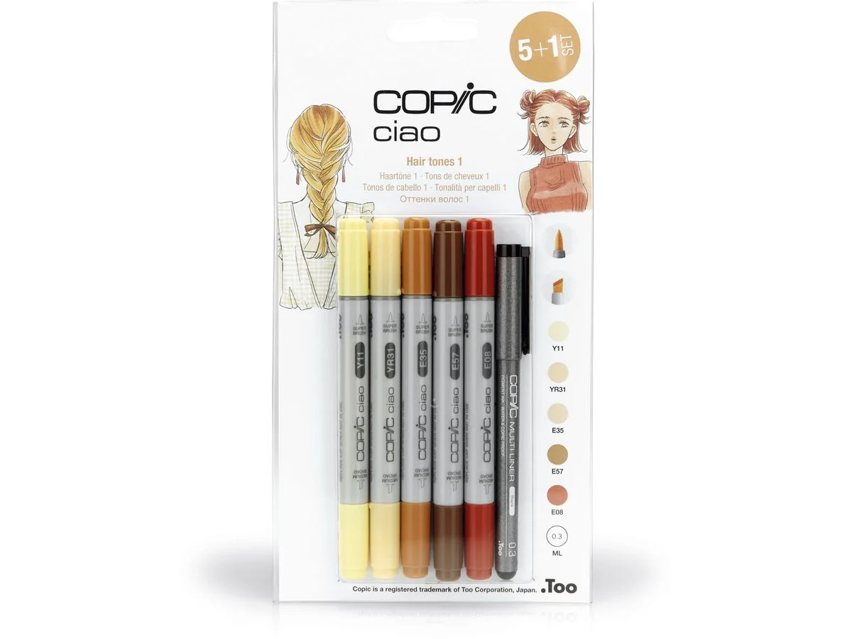 COPIC Marker ciao, 5+1 Set "Hair Tones 1" (EAN: 4013695265322)