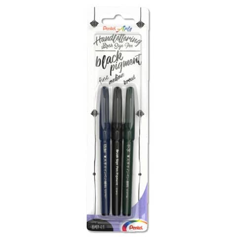 PentelArts Kalligrafiestift Sign Pen Brush, schwarz, 3er Set (EAN: 4016284346136)