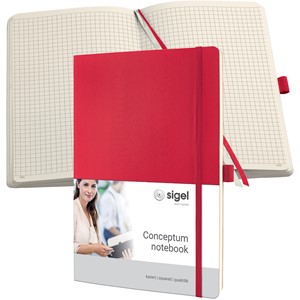 sigel Notizbuch Conceptum, DIN A4, kariert, rot (EAN: 4004360836671)