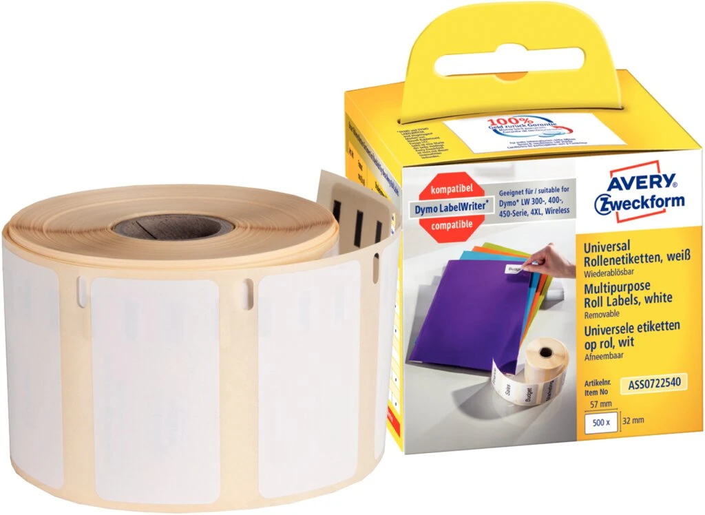 AVERY Zweckform Rollenetiketten, 57 x 32 mm, weiß (EAN: 4004182617076)