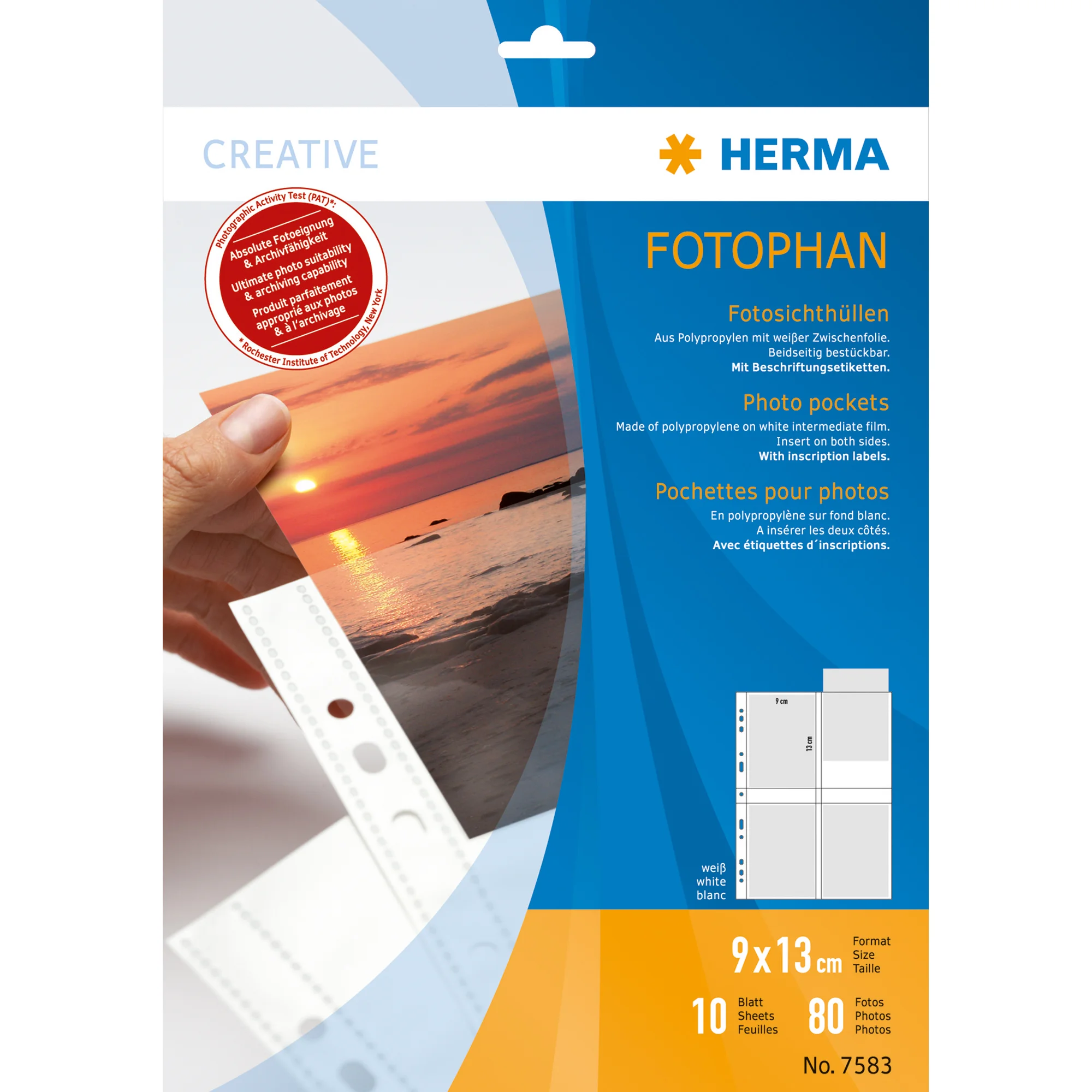 HERMA Fotophan Sichthüllen DIN A4, für Fotos 9 x 13 cm, hoch (EAN: 4008705075831)