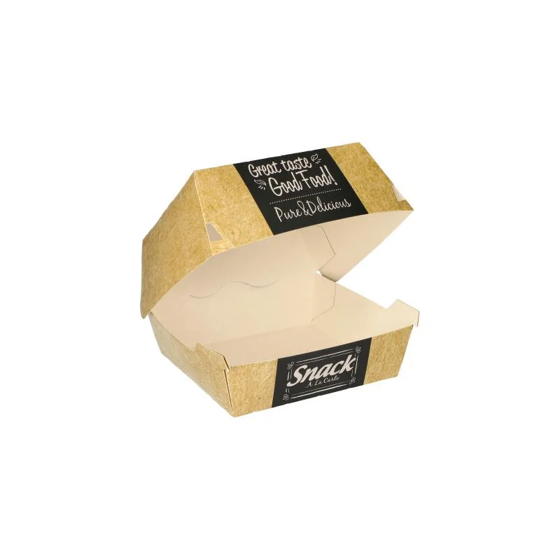 PAPSTAR Burgerbox "pure", Maße: 115 x 110 x 70 mm, groß, braun mit Motivdruck (EAN: 4002911866337)