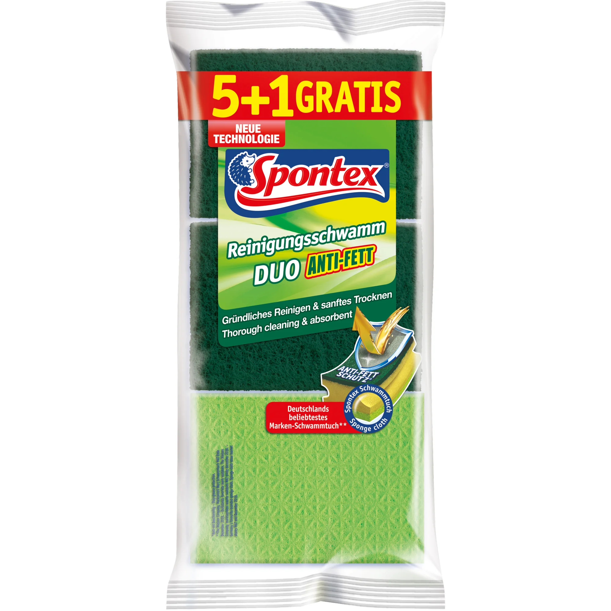 Spontex Reinigungsschwamm Duo Anti-Fett, 5+1 GRATIS (EAN: 4008600191544)