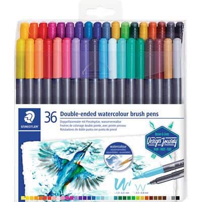 STAEDTLER Doppel-Fasermaler mit Pinselspitze, 36er Etui (EAN: 4007817042847)