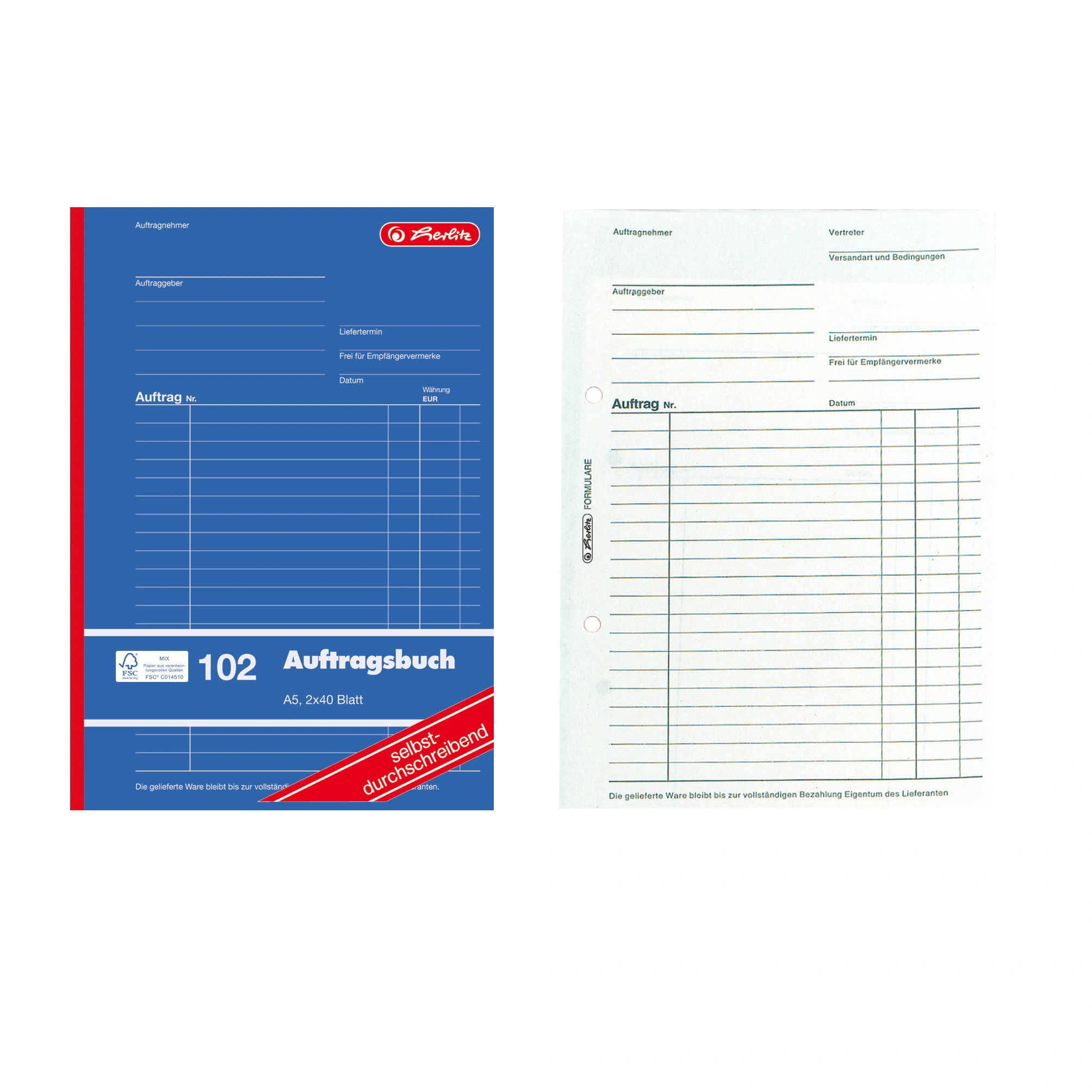 herlitz Formularbuch "Auftrag 102", DIN A5, 2 x 40 Blatt (EAN: 4008110880525)