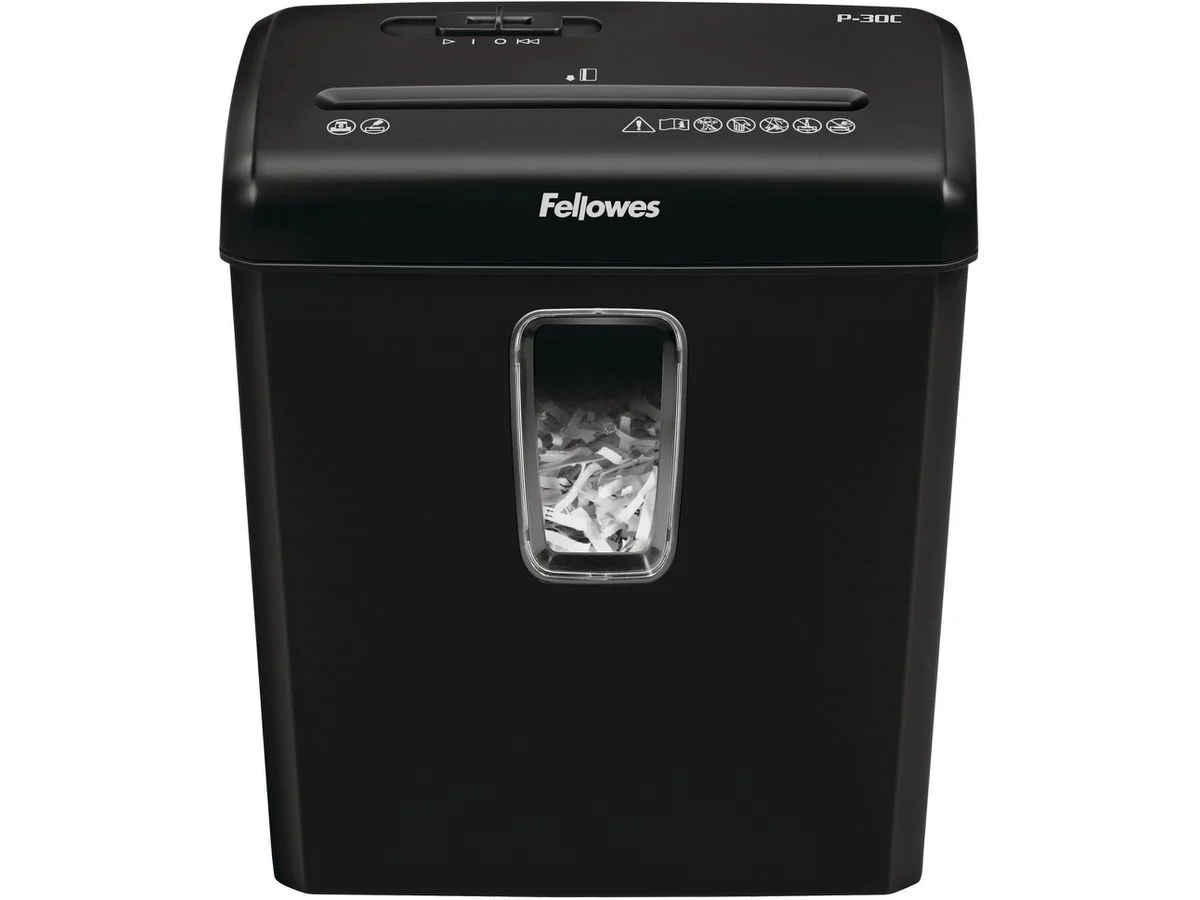 Fellowes Aktenvernichter Powershred P-30C, schwarz, Partikel (EAN: 0043859741298)