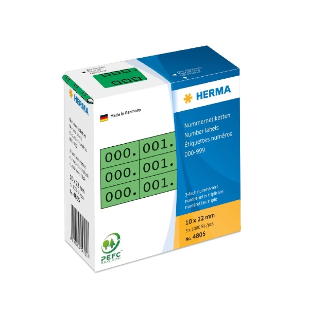 HERMA Nummern-Etiketten 0-999, 10 x 22 mm, schwarz, dreifach (EAN: 4008705048057)