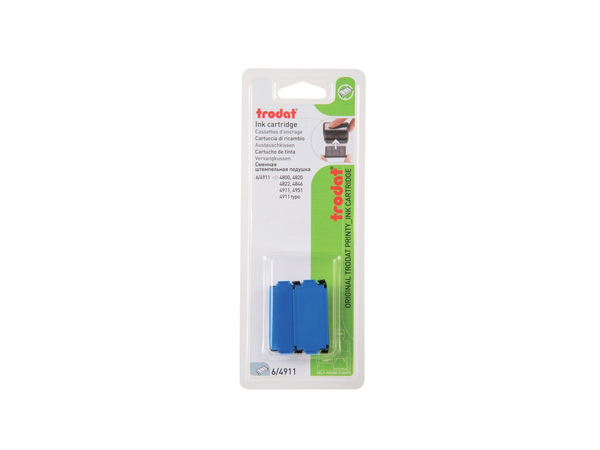 trodat Ersatzstempelkissen 6/4911, blau, Doppelpack (EAN: 9008056834212)