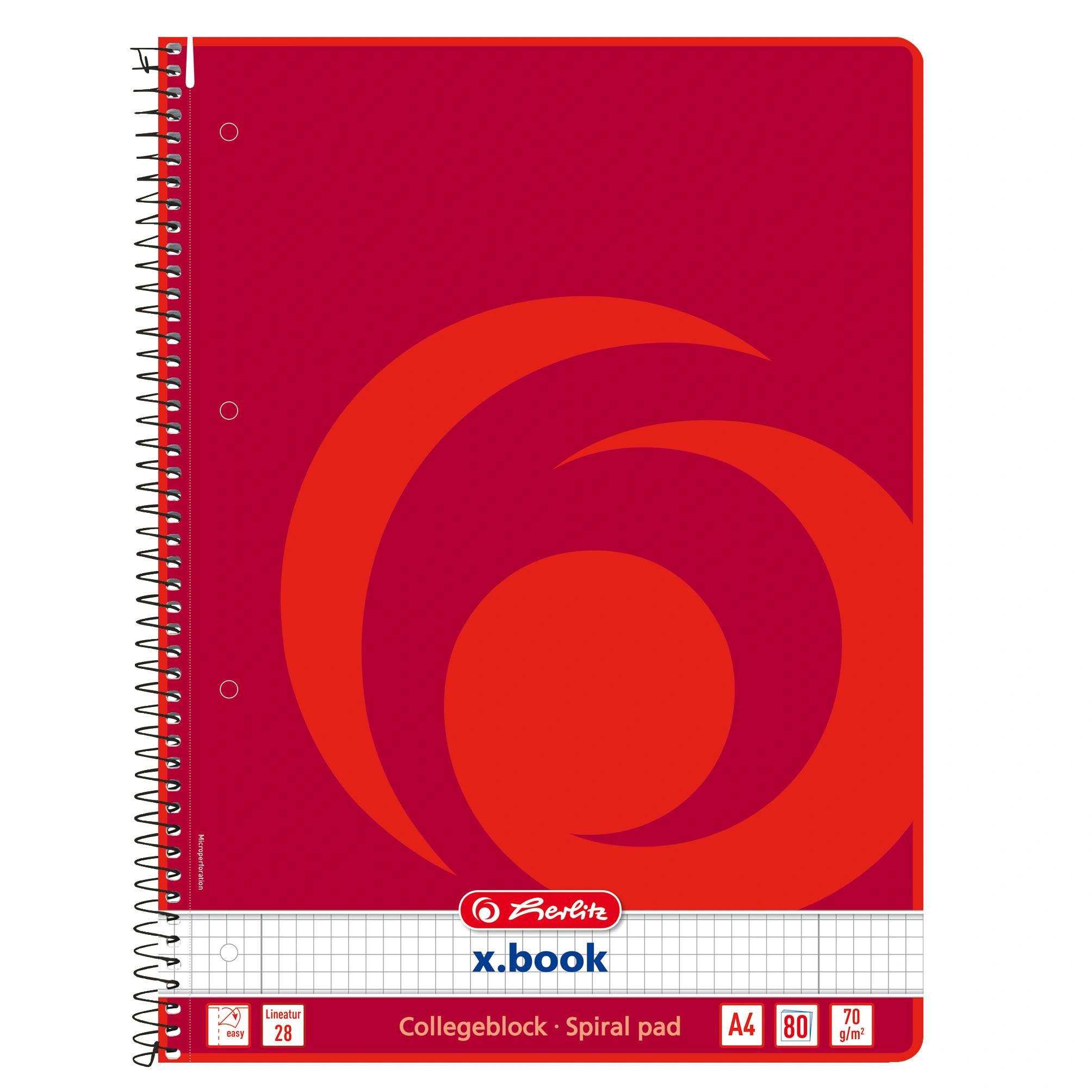 herlitz Collegeblock x.book, DIN A4, 80 Blatt, kariert (EAN: 4008110306452)