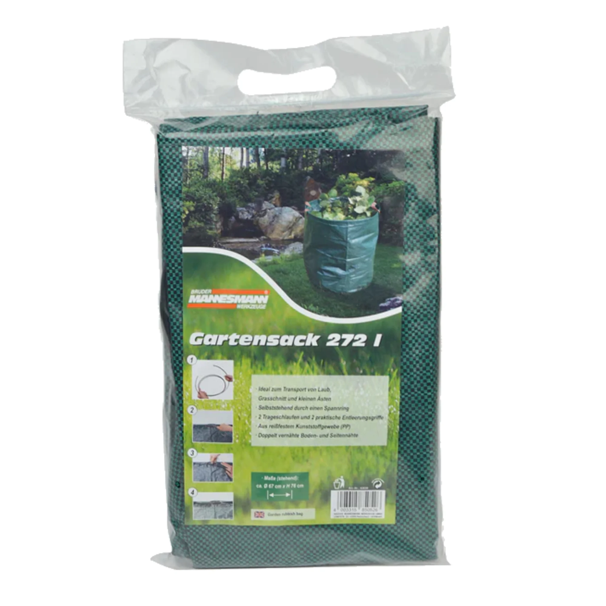 BRÜDER MANNESMANN Gartensack, 272 Liter, Polypropylen, grün (EAN: 4003315850526)