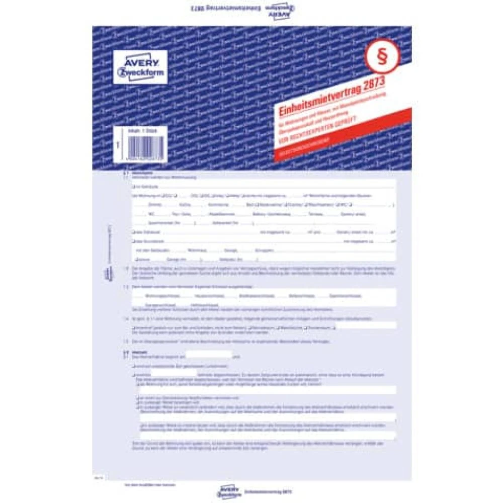 AVERY Zweckform Vordruck "Einheitsmietvertrag", SD, A4 (EAN: 4004182028735)