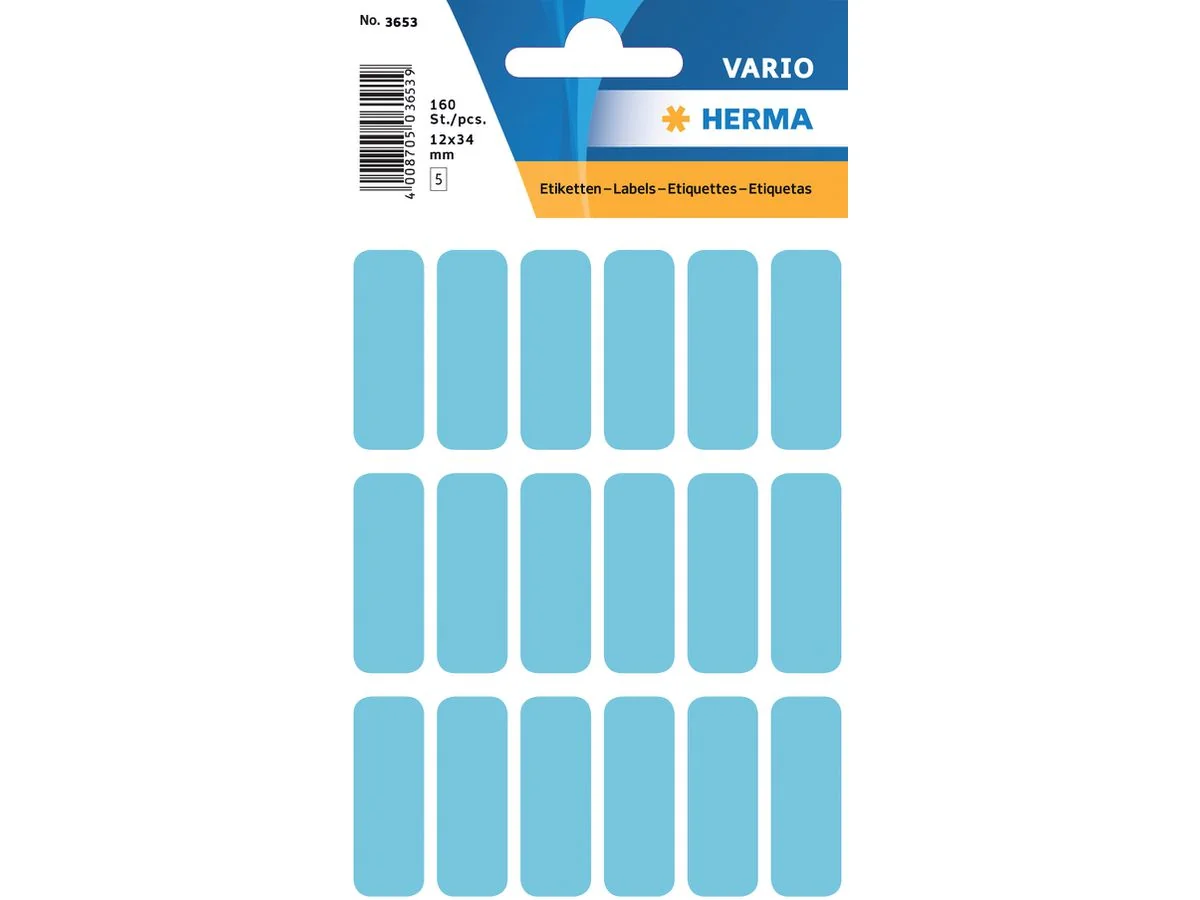 HERMA Vielzweck-Etiketten, 12 x 34 mm, blau, Kleinpackung (EAN: 4008705036535)